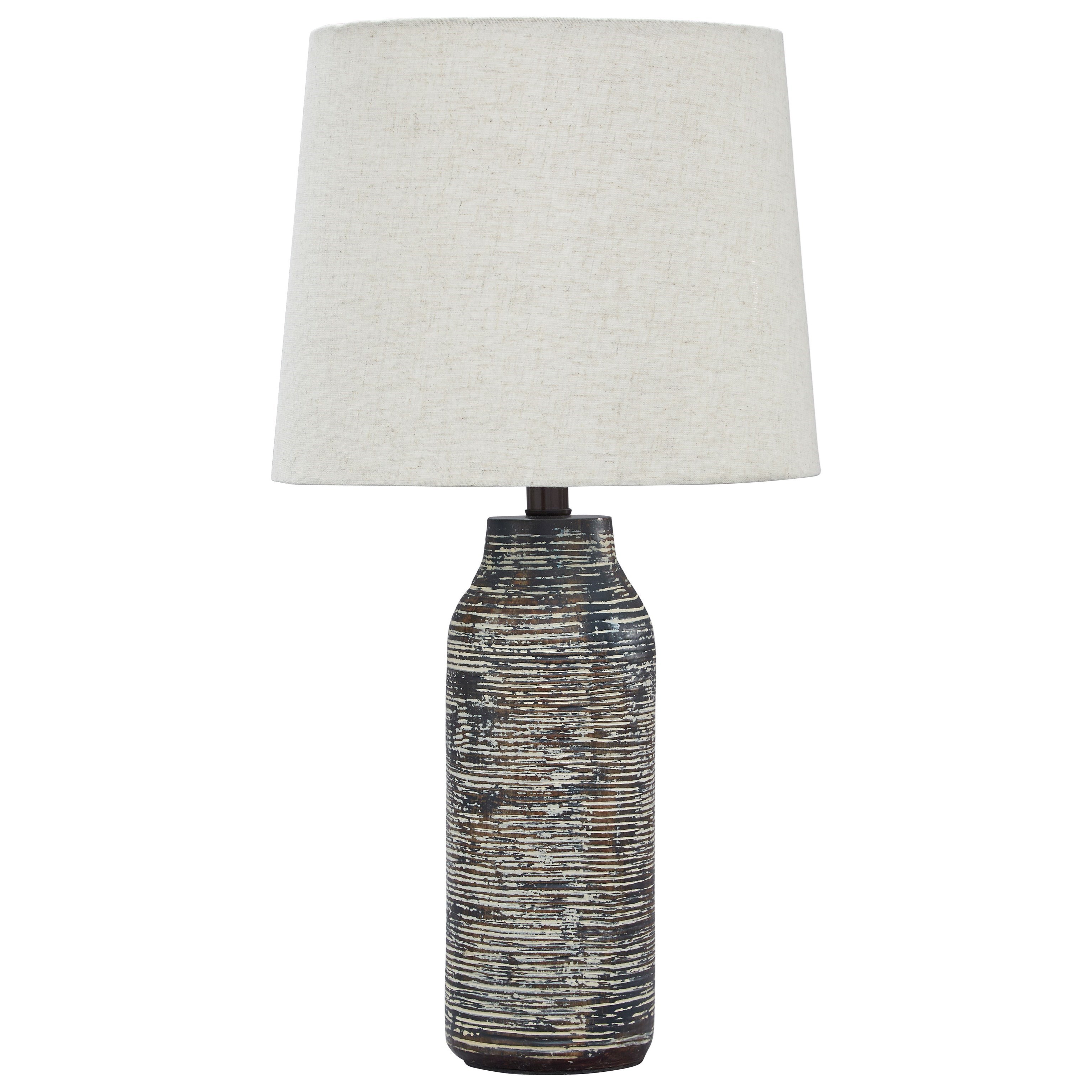 Signature Design by Ashley Lamps Contemporary L235584 Set of 2 Mahima Black White Paper Composite Table Lamps Furniture and ApplianceMart Lamp Table Lamp